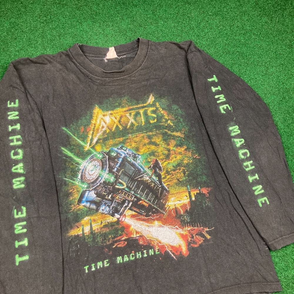 Vintage Axxis Band Shirt‎ Mens L Black 2004 Time Machine Europe Tour Concert Y2K